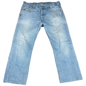 Levis Premium 501 Light Wash Big E Jeans 40x28 Straight Distressed‎ 90s Y2K